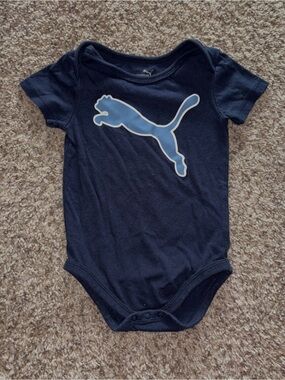 Puma Navy Blue Baby Bodysuit with Light Blue Puma Logo